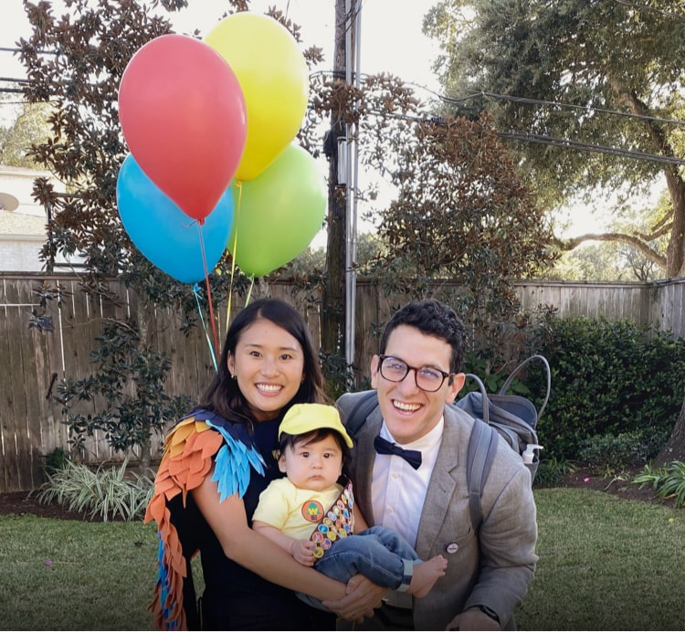 Daniel, his wife, and their son dressed up for Halloween!